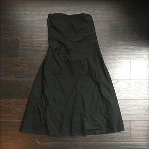 Strapless Black Dress with Pintuck Detailing